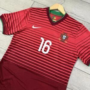 Nike Portugal soccer jersey size M #16 red striped euro football shirt ‘Read’